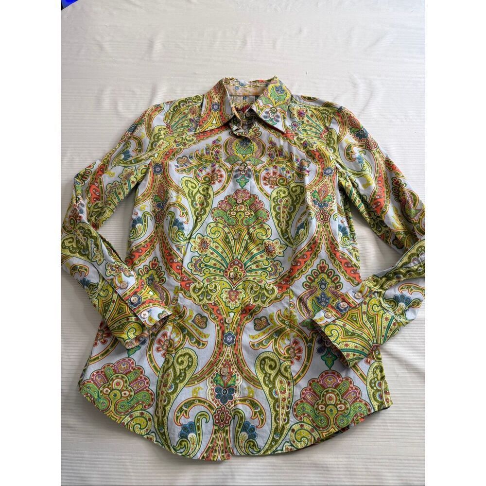 Robert Graham Women’s Delicia Abstract Paisley Button Up Shirt Size XS